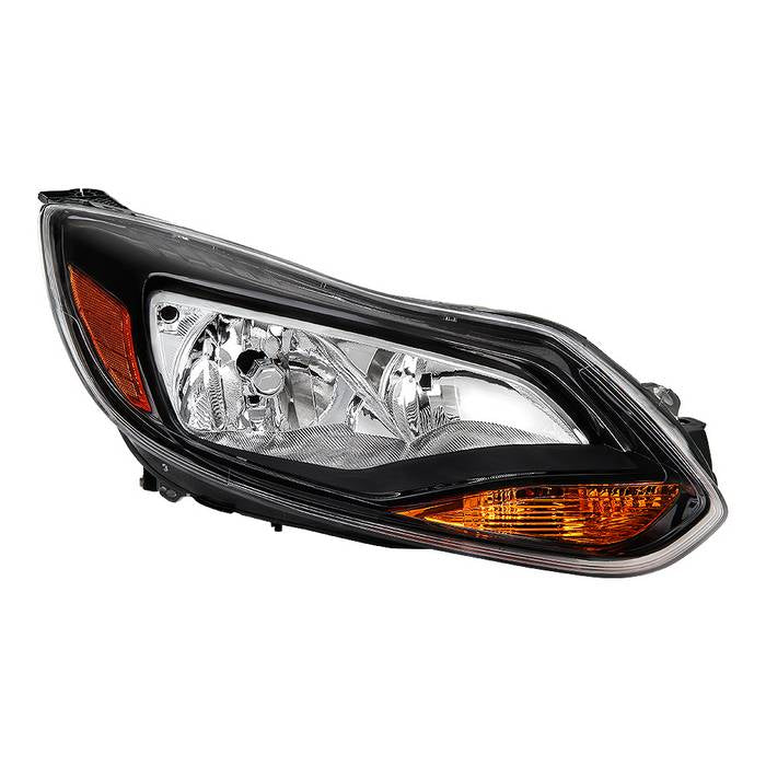 ( POE ) Ford Focus 12-14 Halogen OE Headlights - Low Beam-H7(Not Included) ; High Beam-H1(Not Included) ; Signal-P21W(Included) - Black Right