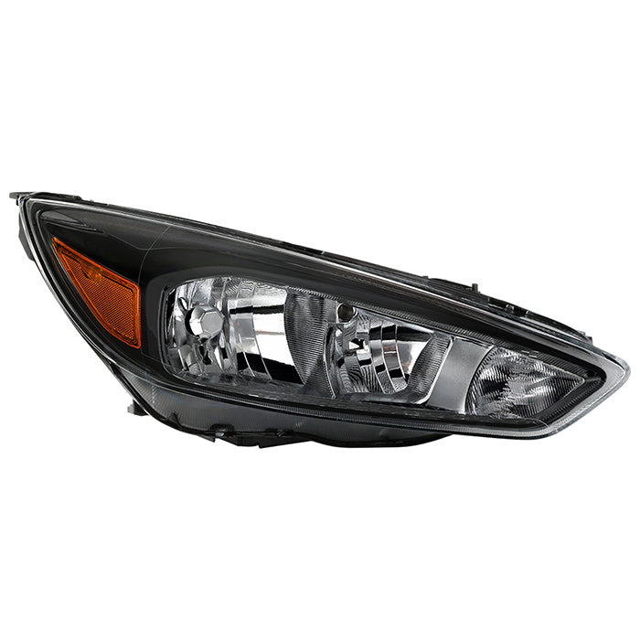 ( POE ) Ford Focus 15-18 Halogen OE Headlights - Low Beam-H11(Not Included) ; High Beam-H1(Not Included) ; Signal-7507(Included) -  Black Right