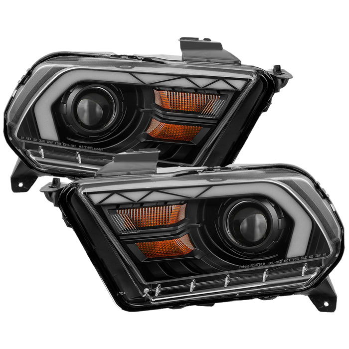 ( Akkon ) Ford Mustang 2010-2014 Halogen (Don‘t Fit Models With Factory HID Xenon & Shelby GT500 Models ) Led Light Bar Headlights With Welcome Lights and Sequential Turn Signal - Black