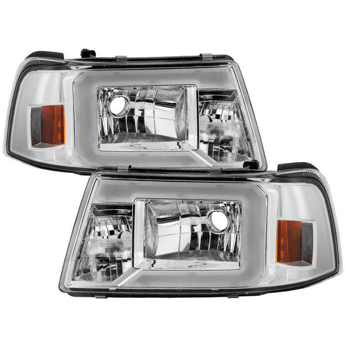 ( Akkon ) Ford Ranger 2001-2011 Led Light Bar Headlights 2in1 With Corner Lights - Crome