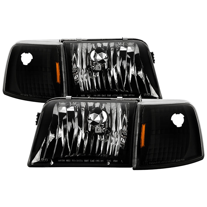 ( xTune ) Ford Ranger 93-97 Crystal Headlights With Corner Lights 4pcs sets - Black