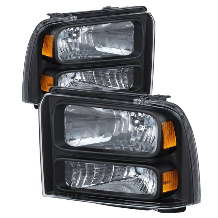 ( xTune ) Ford F250/350/450 Super Duty 05-07 Crystal Headlights - Black