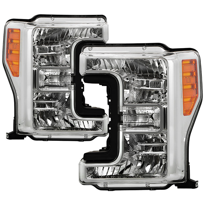 ( POE ) Ford F250 F350 Super Duty 2017-2019 Halogen Only ( Do Not Fit Factory LED Headlight Models ) OEM Headlight - Set - Low Beam-H13(Not Included) ; High Beam-H13(Not Included) ; Signal-7444NA(Not Included)