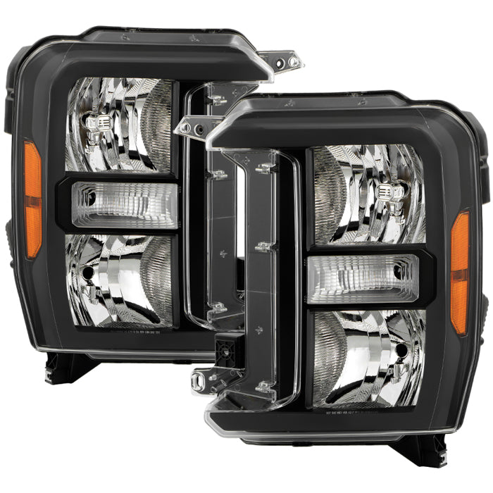 ( POE ) Ford 250 F350 F450 F550 F650 23-25 SuperDuty Halogen Black Housing Headlight - Black SET