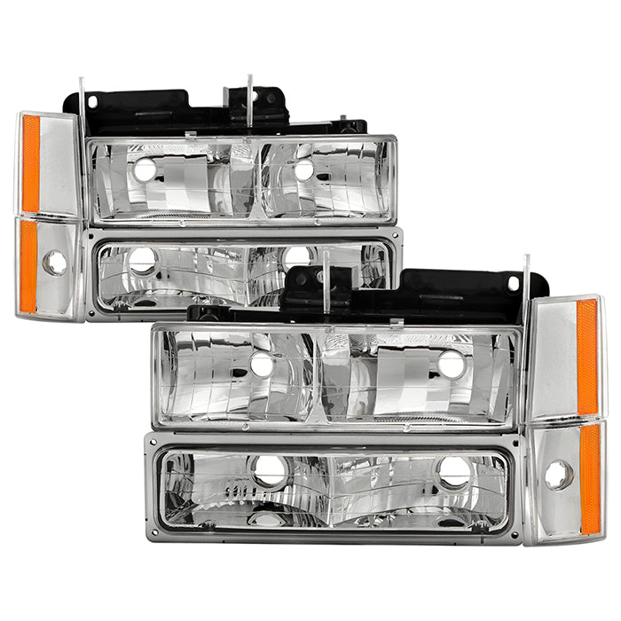 ( OE ) 88–93 Chevy/GMC C/K 1500–3500, Silverado, Suburban, Sierra, 92–93 Blazer/Yukon (Fits models w/o sealed beam) Crystal Headlights W/ Corner & Bumper - Low Beam-9006(Included) ; High Beam-9005(Included) ; Signal-2357NA(Not Included) - Chrome
