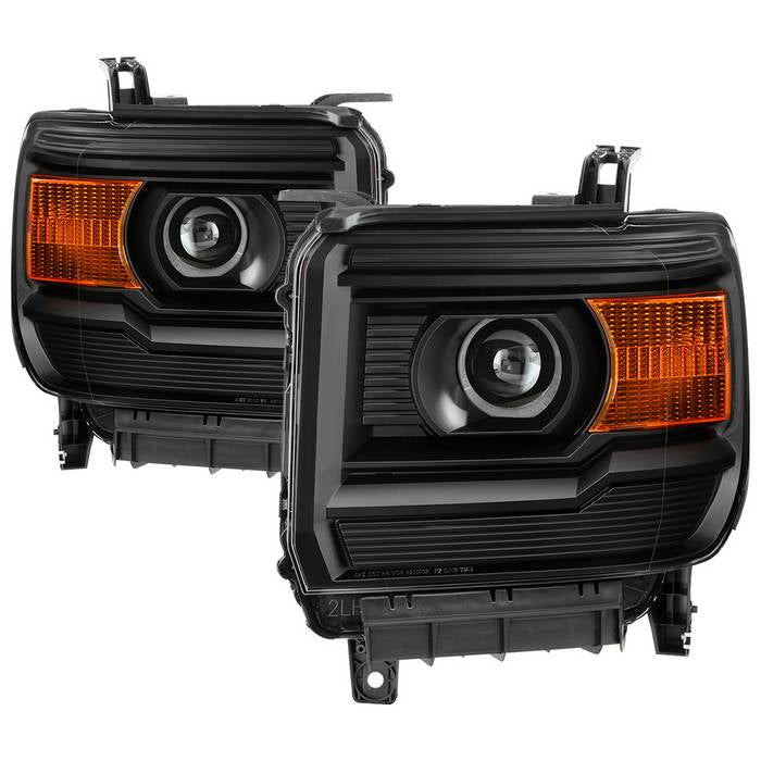 ( xTune ) GMC Sierra 1500 14-15 / Sierra 2500HD 3500HD 2015-2019 Halogen Models ( Don‘t Fit Factory HID Models ) OEM Style Headlights - Low Beam-H7(Included) ; High Beam-H7(Included) ; Signal-7443(Not Included) - Black