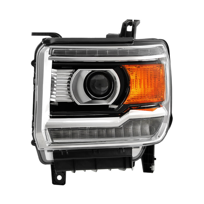 ( POE ) GMC Sierra 1500 14-18 / 15-19 Sierra 2500 SIERRA Halogen w/LED DRL Chrome Bezel Projector Headlight - OE Left