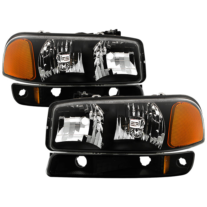 ( xTune ) GMC Sierra 99-06 /Yukon 00-06 ( Don‘t fit Denali and C3 Model ) Crystal Headlights &  Bumper Lights - Black
