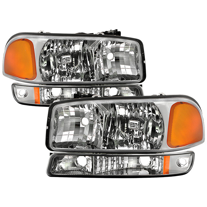( OE ) GMC Sierra 99-06 /Yukon 00-06 ( Don‘t fit Denali and C3 Model ) Crystal Headlights &  Bumper Lights - Chrome