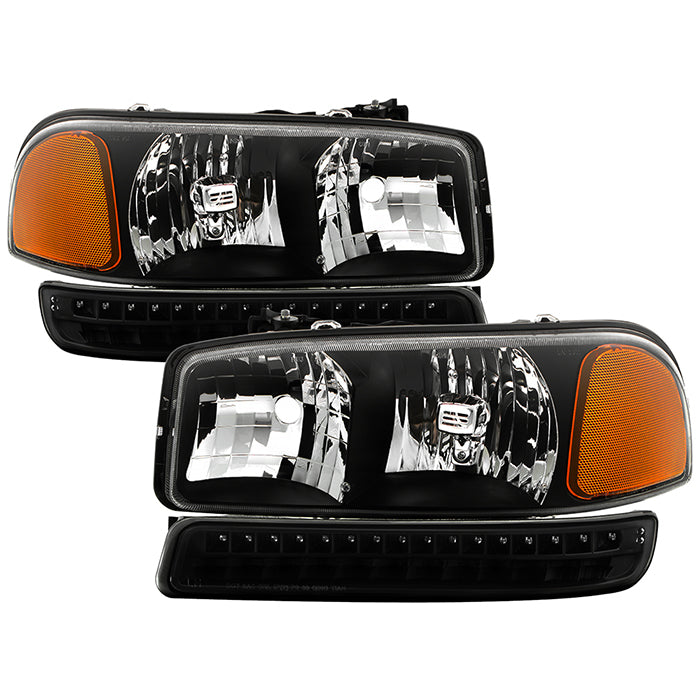 ( xTune ) GMC Sierra 99-06 /Yukon 00-06 ( Don‘t fit Denali and C3 Model ) Headlights & LED Bumper Lights - Black