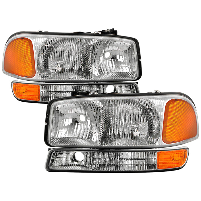 ( Akkon ) GMC Sierra 99-06 /Yukon 00-06 ( Don‘t fit Denali and C3 Model ) Headlights & Amber Bumper Lights - Chrome