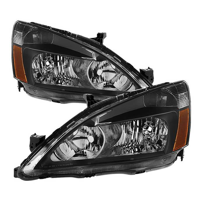 ( xTune ) Honda Accord 03-07 Amber Crystal Headlights - Black