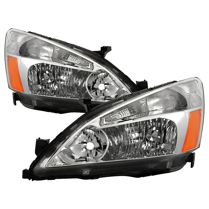 ( OE ) Honda Accord 03-07 Amber Crystal Headlights - Low Beam-HB4(Not Included) ; High Beam-HB3(Not Included) ; Signal-1157NA(Not Included) - Chrome