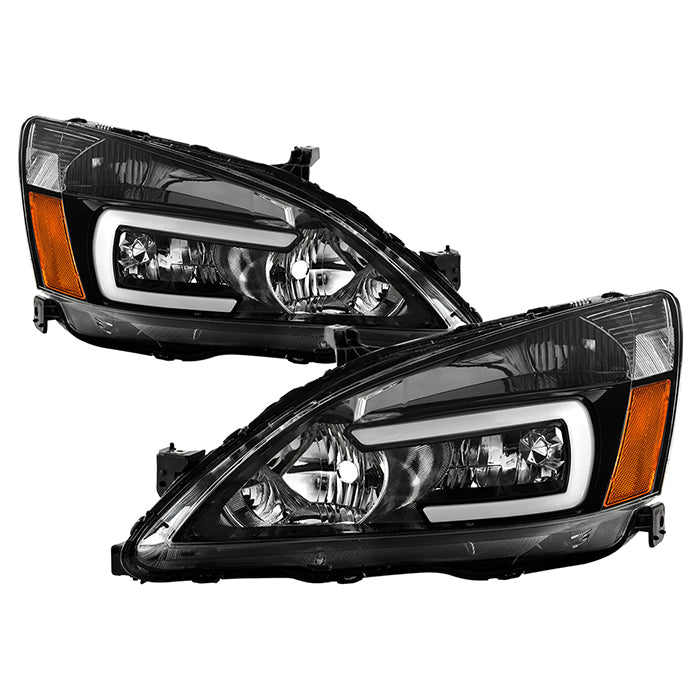 ( xTune ) Honda Accord 03-07 2/4Dr LED DRL Crystal Headlights - Low Beam-HB4(Not Included) ; High Beam-HB3(Not Included) ; Signal-1157NA(Included) - OE Black