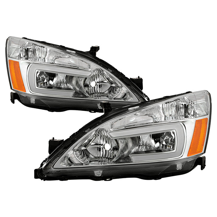 ( xTune ) Honda Accord 03-07 2/4Dr LED DRL Crystal Headlights - Low Beam-HB4(Not Included) ; High Beam-HB3(Not Included) ; Signal-1157NA(Included) - OE Chrome
