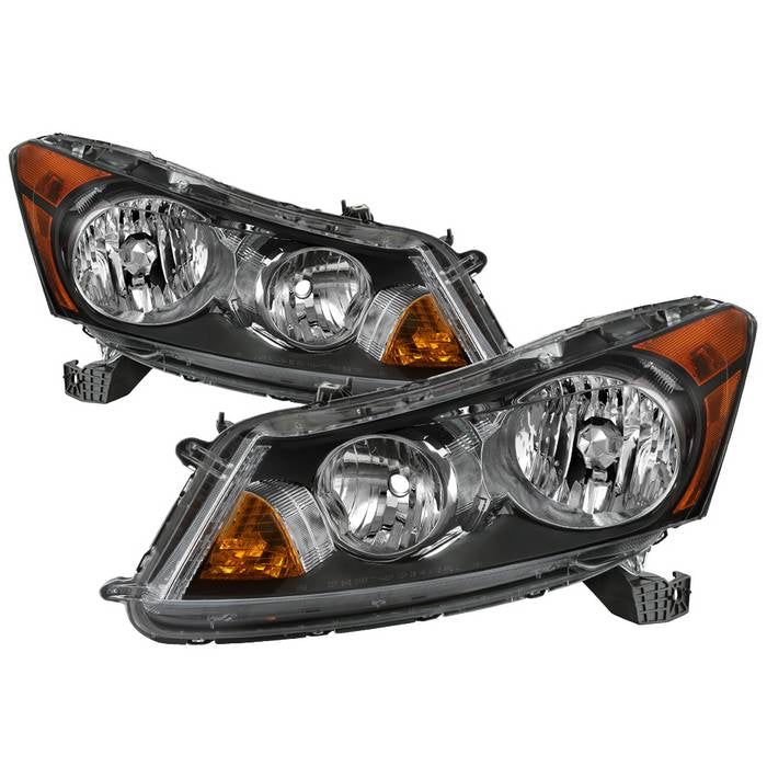 ( xTune ) Honda Accord 08-12 4Dr Amber Crystal Headlights - Black