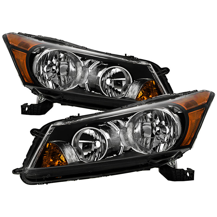 ( xTune ) Honda Accord 08-12 4Dr Amber Crystal Headlights - OE Black