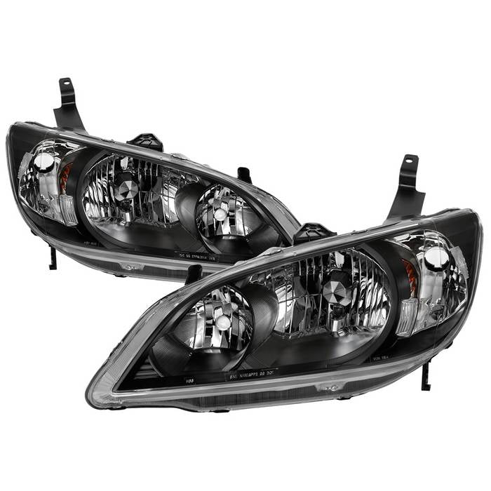 ( Akkon ) Honda Civic Coupe and Sedan 04-05 ( Don‘t Fit Hatchback and SI Models ) OEM Style Headlights - Black