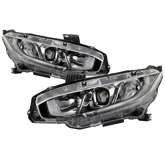 ( OE ) Honda Civic 16-21 Halogen Models ( Don‘t Fit Xenon HID and LED Models ) Projector Headlight - Low Beam-H11(Not Included) ; High Beam-HB3(Not Included) ; Signal-7440A(Not Included) - OE Chrome