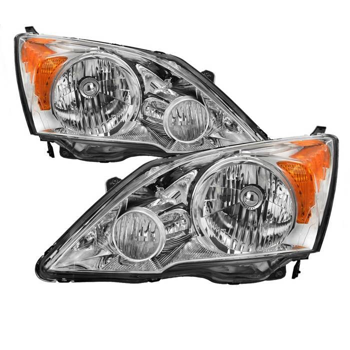 ( OE ) Honda CRV 07-11 Halogen Headlights - Low Beam-H4(Not Included) ; High Beam-H4(Not Included) ; Signal-7440A(Not Included) - OE Black