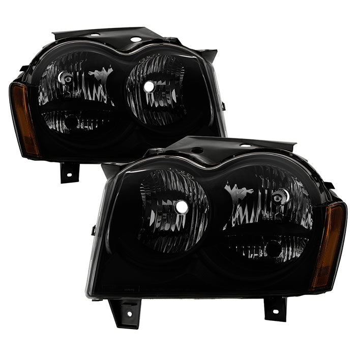 ( Akkon ) Jeep Grand Cherokee 05-07 Crystal Headlights - Black Smoked