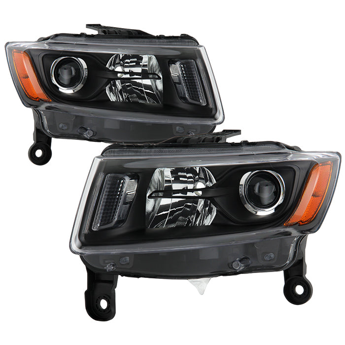 ( xTune ) Jeep Grand Cherokee 2014-2016 OEM Style Headlights - Low Beam-H1(Included) ; High Beam-HB3(Not Included) ; Signal-7444NA(Not Included) - Left and Right - Black