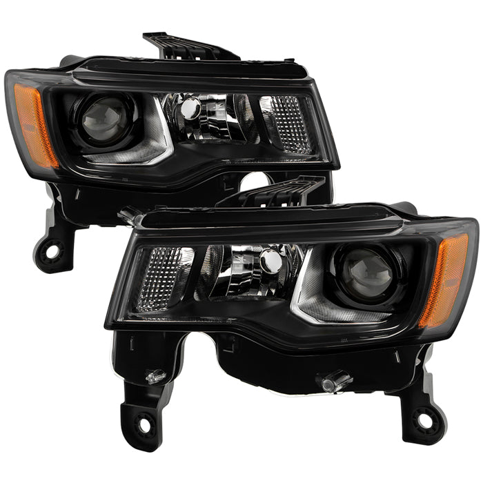 ( POE ) Jeep Grand Cherokee 17-21 Halogen Headlight - Low Beam-H11(Included) ; High Beam-H9(Included) ; Signal-7444NA(Included) - OE Black SET
