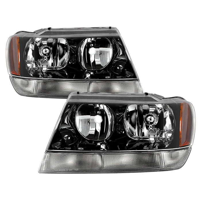 ( Akkon ) Jeep Grand Cherokee 99-04 Limited Crystal Headlights - Black