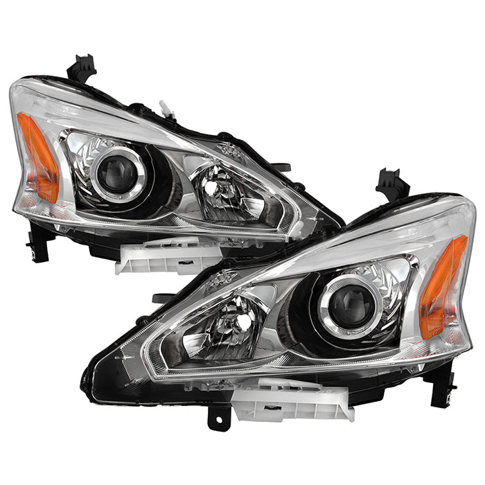 ( OE ) Nissan Altima 13-15 4Dr Halogen Headlights - Low Beam-H11(Not Included) ;  High Beam-H9(Not Included) - OE Chrome