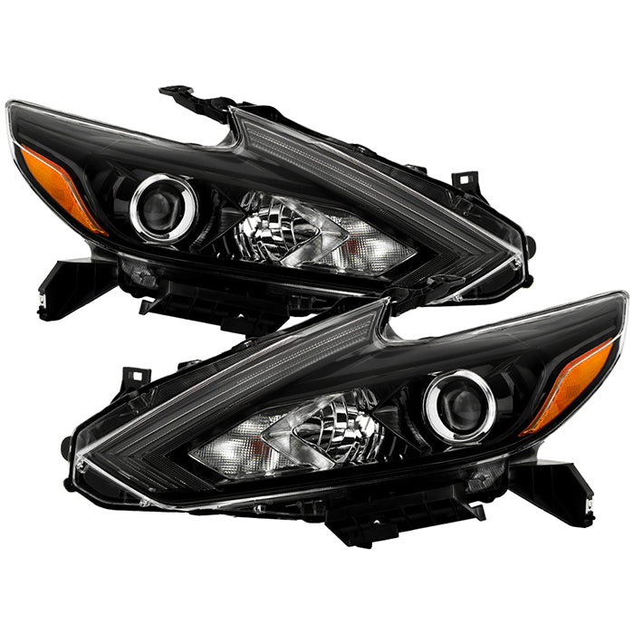 ( OE ) Nissan Altima 16-18 4Dr Halogen Headlights - Low Beam-H11(Included) ; High Beam-H9(Included) ; Signal-7444NA(Included) - OE SET Black