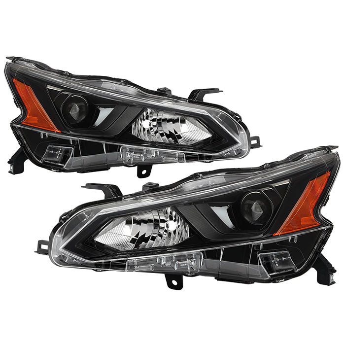 ( OE ) Nissan Altima 19-20 4Dr Halogen Headlights SET - Lo  Beam Included H11   Hi Beam Included HB3 - Black