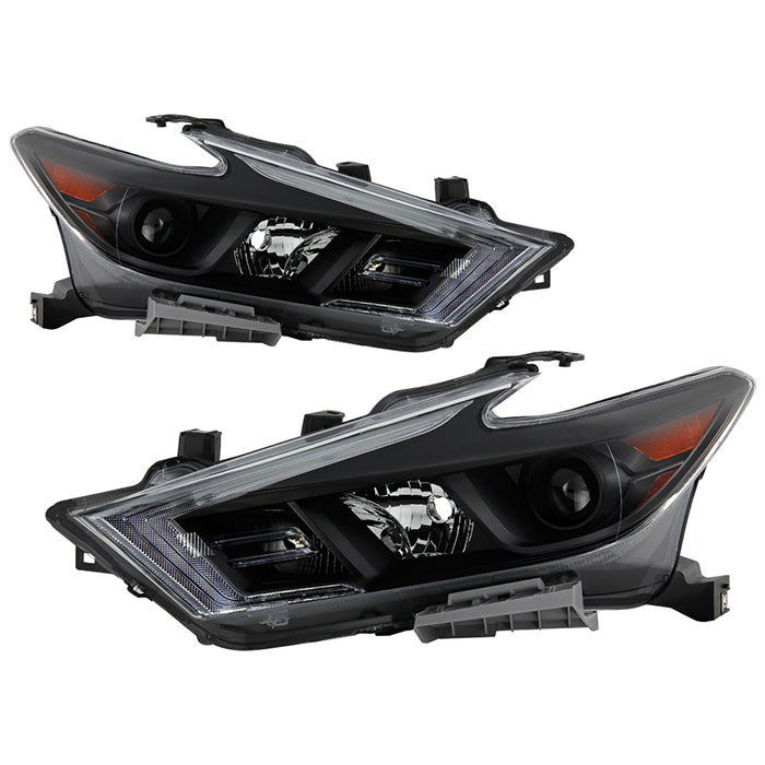 ( xTune ) Nissan Maxima 2016-2018 Halogen Models Only - OEM Style Headlights - Left and Right - Low Beam-H11(Not Included) ; High Beam-H9(Not Included) ; Signal-7444NA(Not Included) - Black