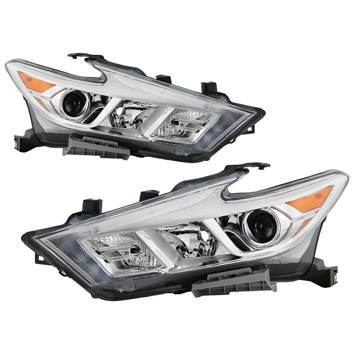 ( OE ) Nissan Maxima 2016-2018 Halogen Models Only - OEM Style Headlights - Left and Right - Low Beam-H11(Not Included) ; High Beam-H9(Not Included) ; Signal-7444NA(Not Included) - Chrome