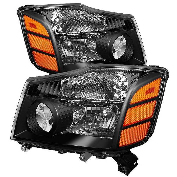 ( xTune ) Nissan Titan 04-15 (04-07 OE Style ) / Armada 04-07 OEM Amber Head Lights set - Black