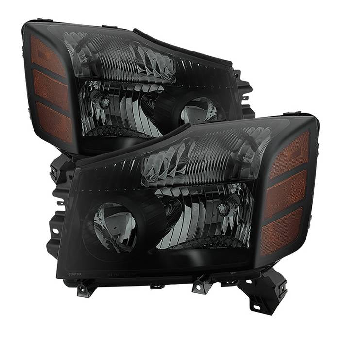 ( xTune ) Nissan Titan 04-15 (04-07 OE Style ) / Armada 04-07 OEM Amber Head Lights set - Black Smoked