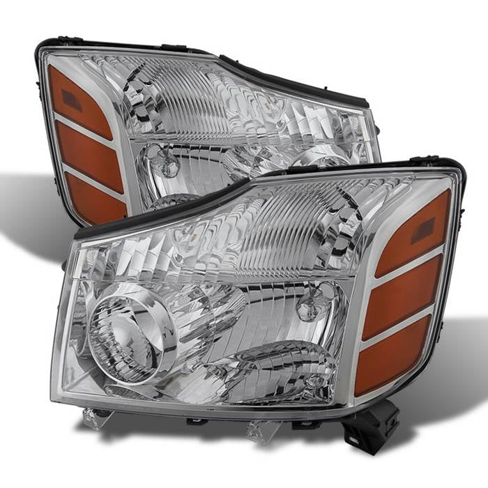 ( OE ) Nissan Titan 04-15 (04-07 OE Style ) / Armada 04-07 OEM Amber Head Lights set - Chrome