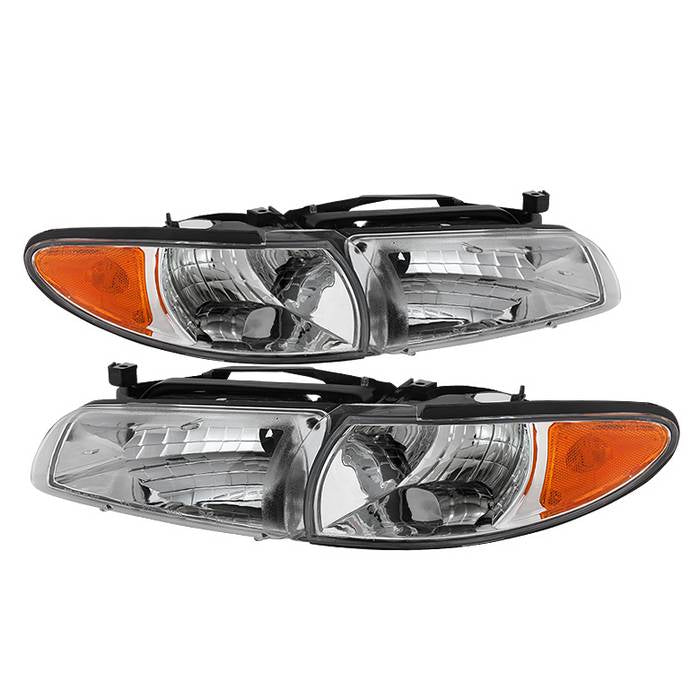 ( Akkon ) Pontiac Grand Prix 97-03 Crystal Headlights W/ Amber Corner Lights - Chrome