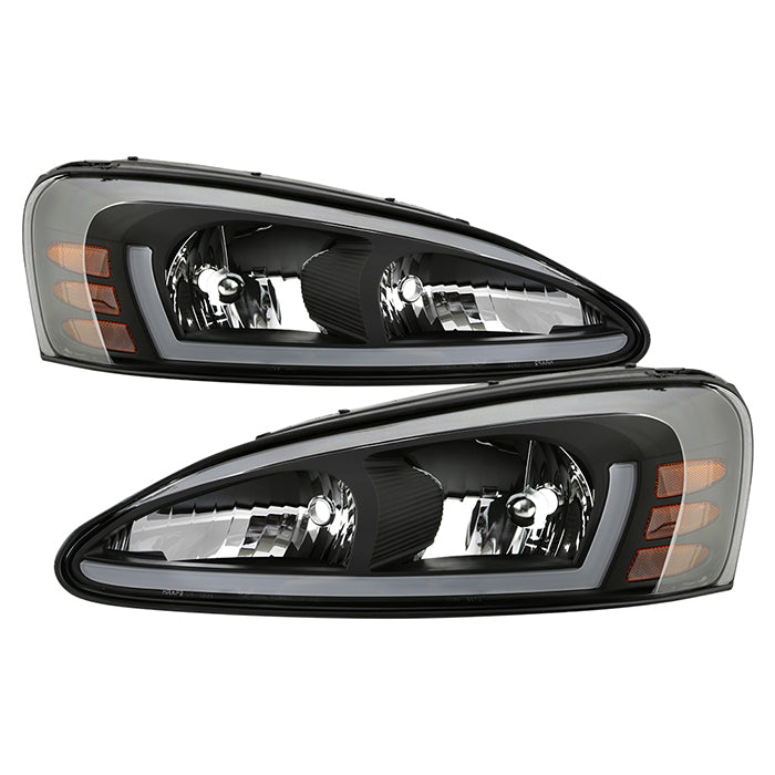 ( xTune ) Pontiac Grand Prix 04-08 Crystal Headlights - Light Bar DRL - Black - Low Beam - HB4(Included) ; High Beam - HB3(Included)