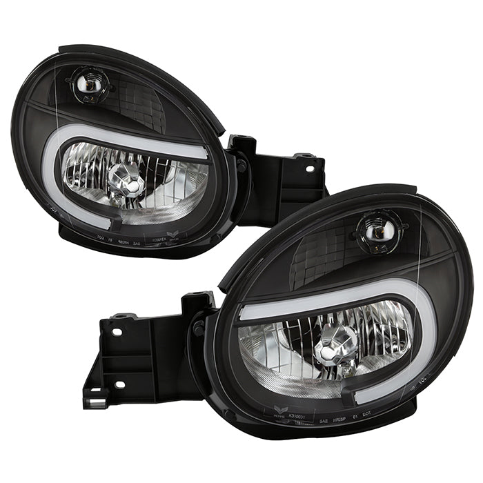 ( Akkon ) Subaru Impreza / Outback Sport / WRX 02-03 Headlights With Light Tube DRL - Low Beam-HB5(Included) ; High Beam-HB5(Included) ; Signal-1156A(Included) - Black