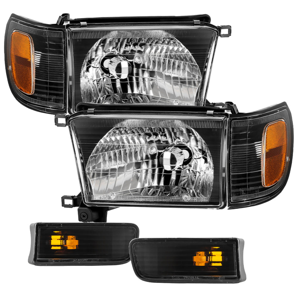 ( OE ) Toyota 4Runner 99-02 OEM Style Headlights With Corner and Bumper Light 6PCS Set - Black