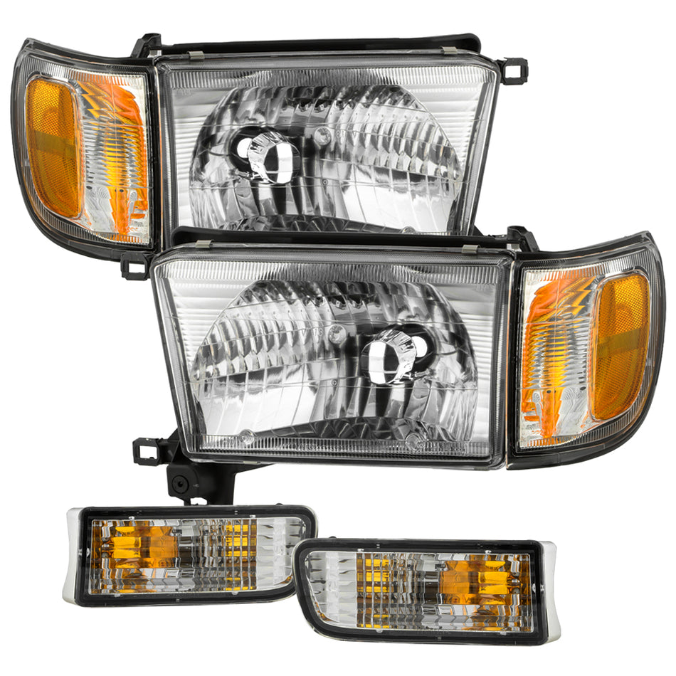 ( OE ) Toyota 4Runner 99-02 OEM Style Headlights With Corner and Bumper Light 6PCS Set - Chrome