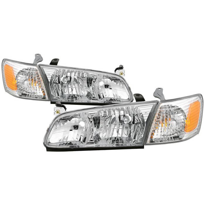 ( Akkon ) Toyota Camry 00-01 OEM Style Headlights With Corner lights 4pcs sets - Low Beam-HB4(Not Included) ; High Beam-HB3(Not Included) ; Signal-3157NA(Not Included) - Chrome