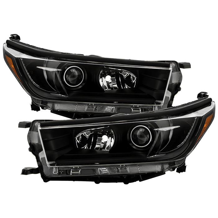 ( OE ) Toyota Highlander 17-19 (LE / XLE) non DRL Halogen Headlights - Low Beam-H11(Included) ; High Beam-HB3(Included) ; Signal-7444(Included) - non OE ALL Black