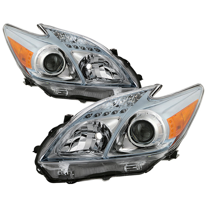 ( Akkon ) Toyota Prius Halogen Only 2010-2011 (Do Not Fit Models with LED Type ) OEM Style Headlights - High 9005 - Low H11  - Signal 74440A - Chrome