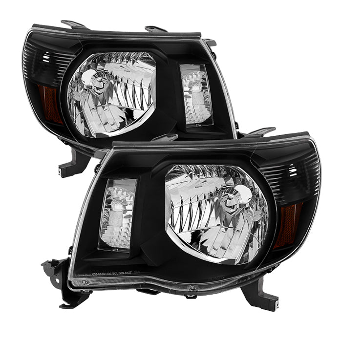 ( xTune ) Toyota Tacoma 05-11 Amber Crystal Headlights - Black