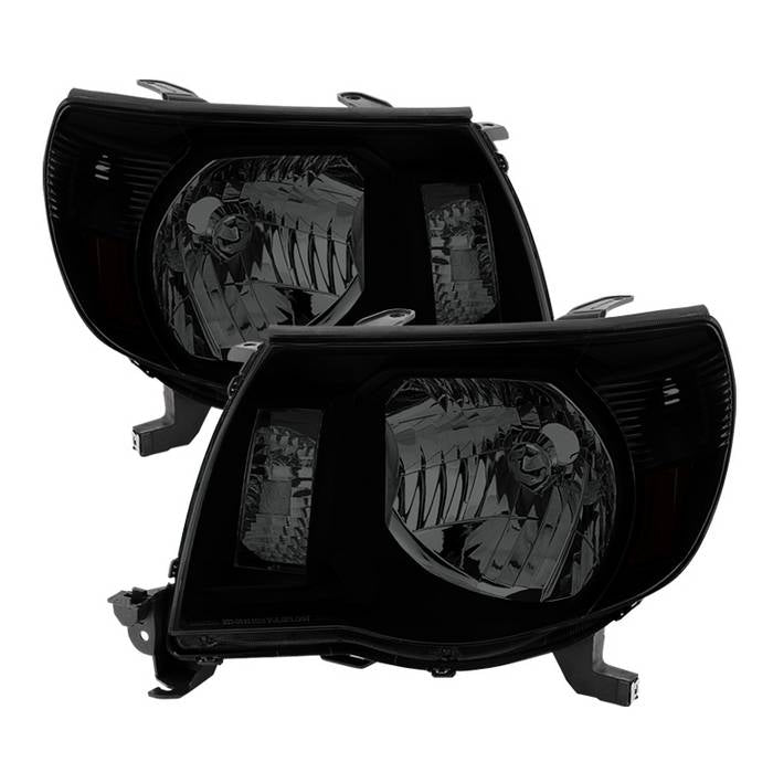 ( xTune ) Toyota Tacoma 05-11 Amber Crystal Headlights - Black Smoked