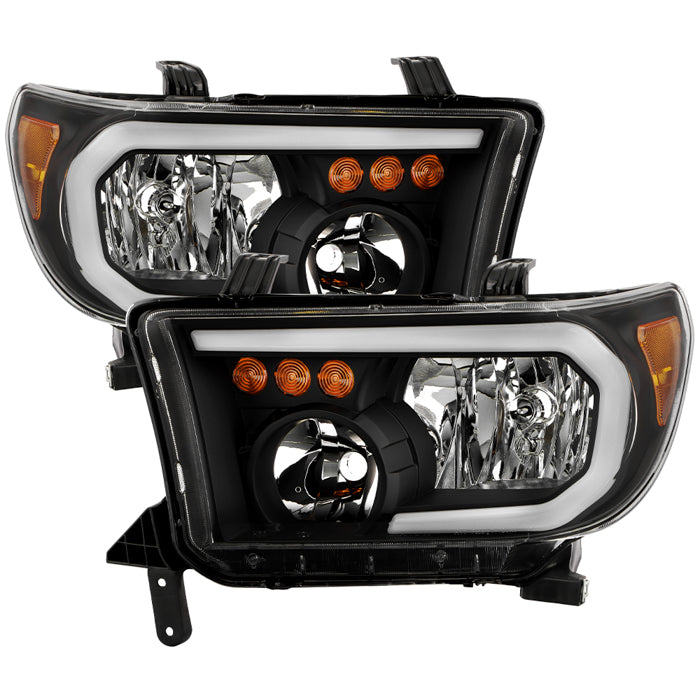 ( xTune ) Toyota Tundra 07-13 / Toyota Sequoia 08-13 ( Will Not Fit Model With Headlight Washer ) Crystal Headlights with Sequential Turn Tignal Led Strip  - Black