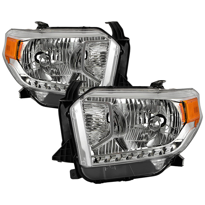 ( OE ) Toyota Tundra 2014-2021 / 2018 Tundra ( will only fit SR and SR5 Model )  Halogen Models only ( don‘t fit Models with Daytime Running Lights ) OEM Style Headlights - Low Beam-HB2/High Beam-HB2/Signal-4157NAK(Not Included) - Chrome