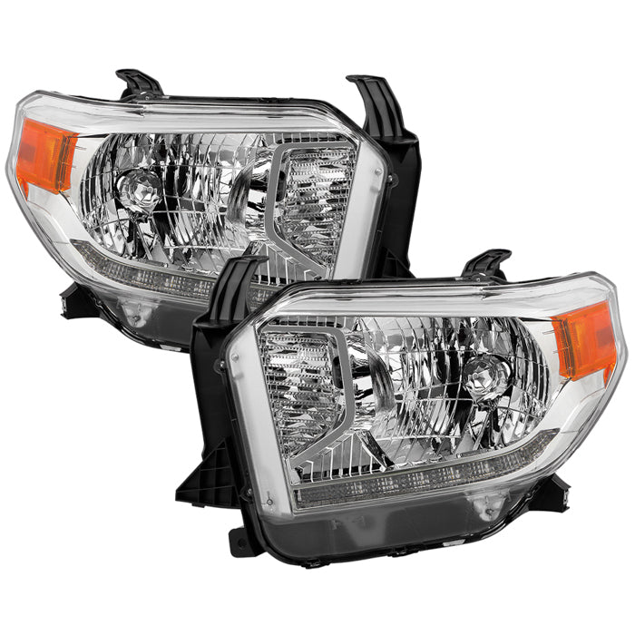 ( OE ) Toyota Tundra 14-17 w/LED DRL (Not Fit SR and SR5 Model) Halogen Headlight - OE Chrome SET