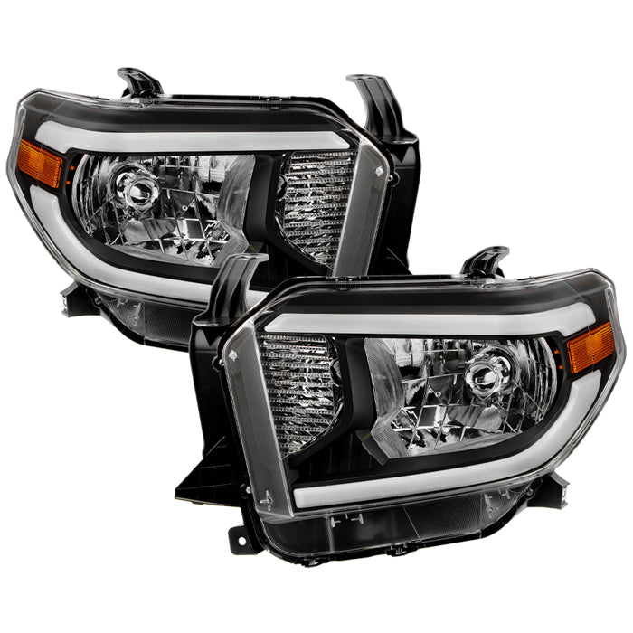 ( xTune ) Toyota Tundra 2014-2021 / 2018 Tundra ( will only fit SR and SR5 Model ) Halogen Models only ( do not fit Models with Daytime Running Light Function ) Crystal Headlights with Led Light Bar  - Black
